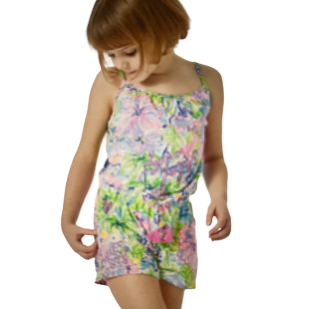 Lilly Pulitzer Girls Aleene Romper- Size M (6-7)